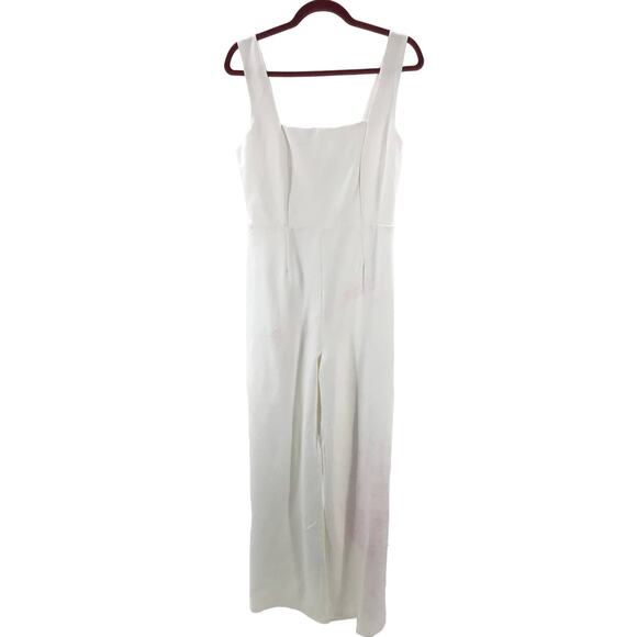 LULU'S M Enticing Endeavors White Square Neck Straight Leg Jumpsuit NEW B102 - Picture 3 of 8